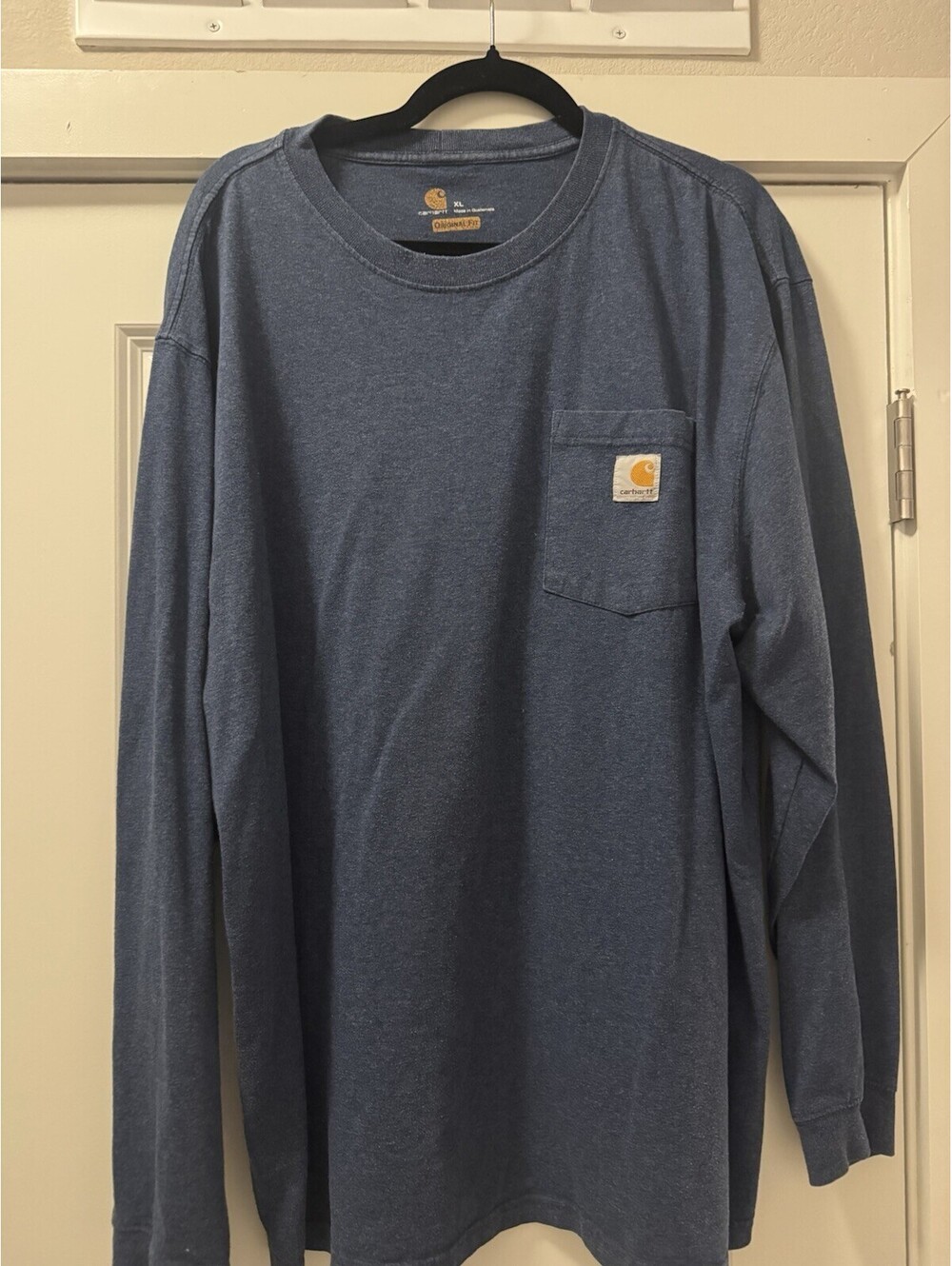 Carhartt Heather Blue Original Loose Fit Long Sleeve Pocket T-Shirt XL